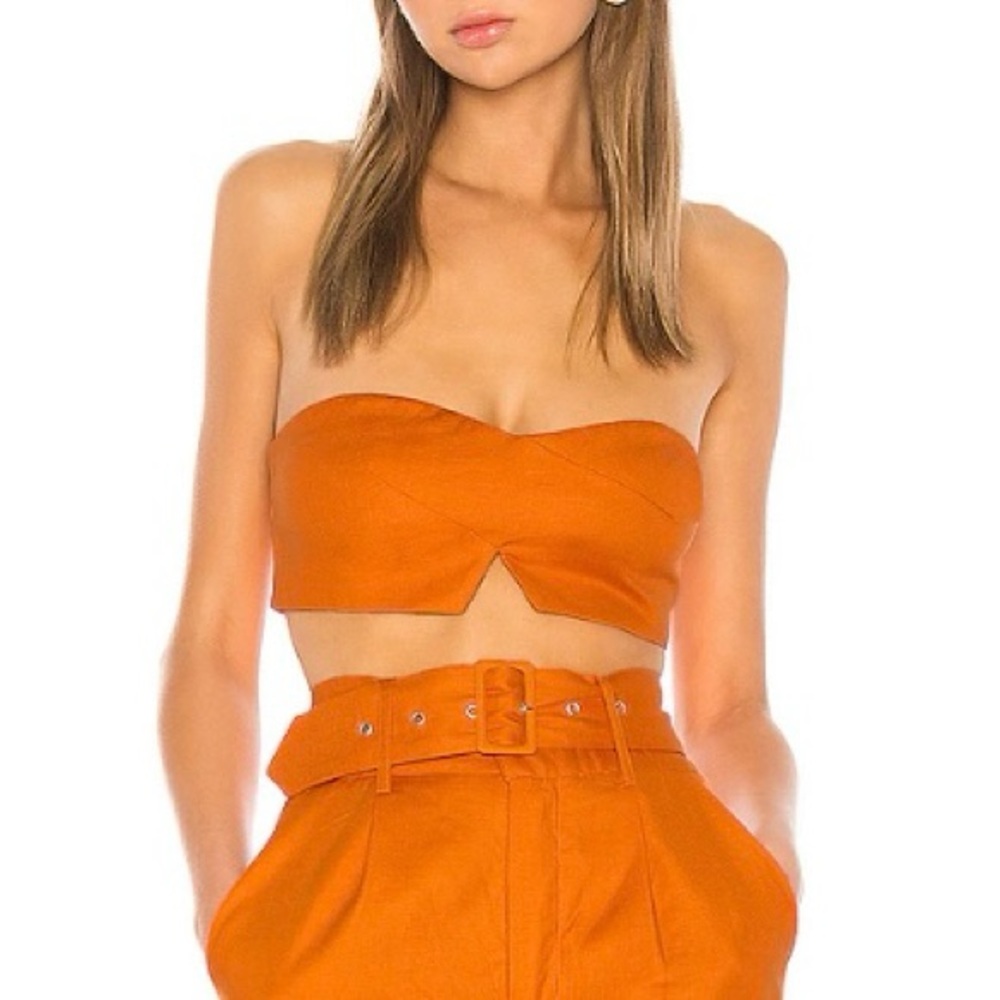 Camila Coelho Orange Sleeveless Bustier Crop Top Size S
